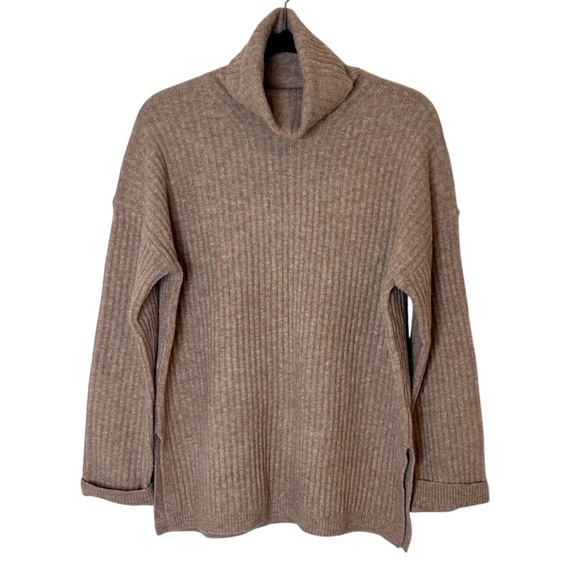Oak + Fort Heathered Pine Ribbed Turtleneck Sweater- Size XS - Picture 1 of 10